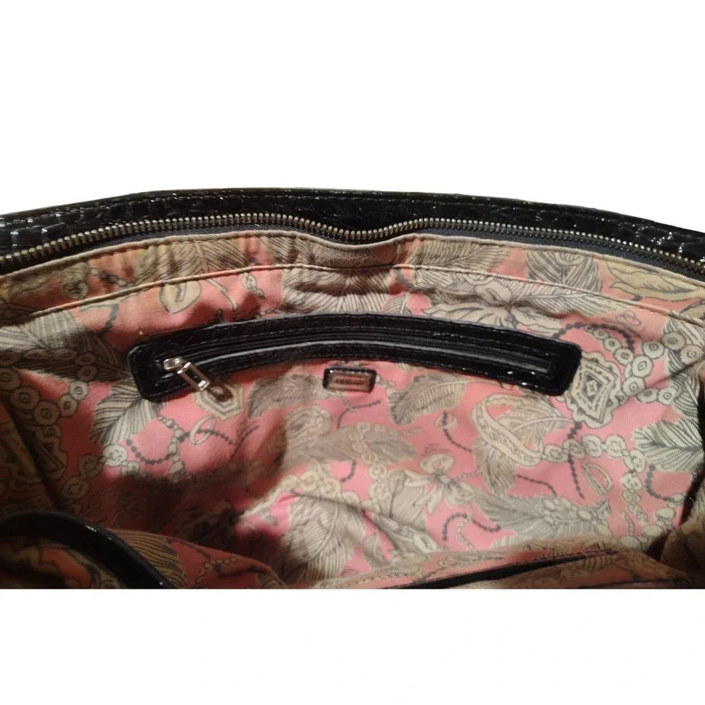 Guess Structured Handbag Purse Black Croc Embossed Texture Sleek Girl Boss